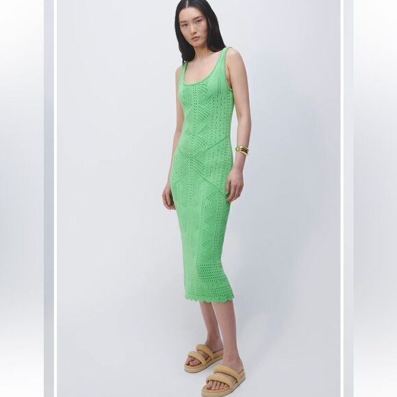 NEW Jonathan Simkhai Tiffanie Midi Dress Meadow Green Size Medium - Picture 14 of 14